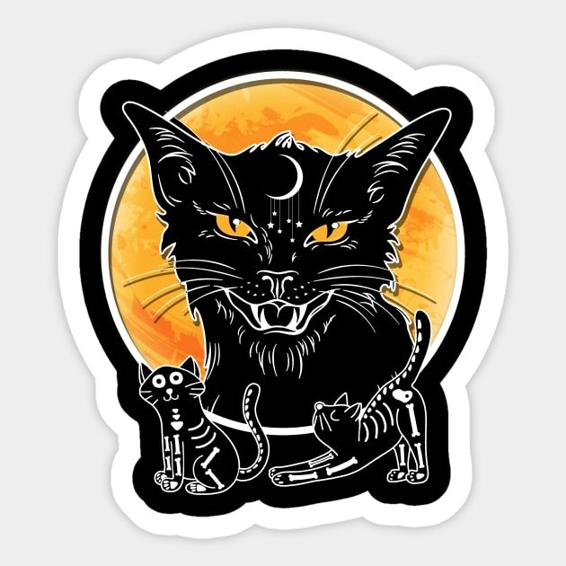 Black Cat And Moon Halloween T Shirt Gifts Sticker by martinyualiso